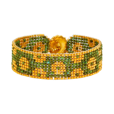 Brazalete Telar Dorado Delgado Rondanas Turquesa T